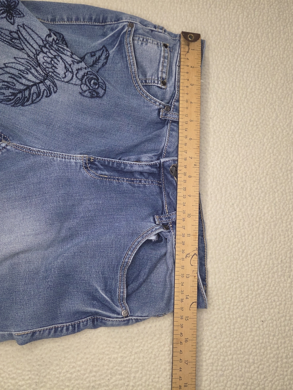 Blue Embroidered Ankle Cut Women’s Jeans By Earl Size 10 - Picture 8 of 13